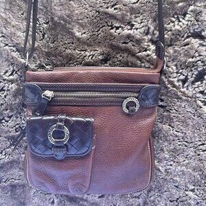 Brighton Pebble Tech Leather Crossbody Bag Queen of Love Bag purse Brown/Black